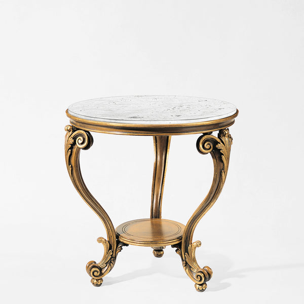 Ettore Wood Side Table with Marble