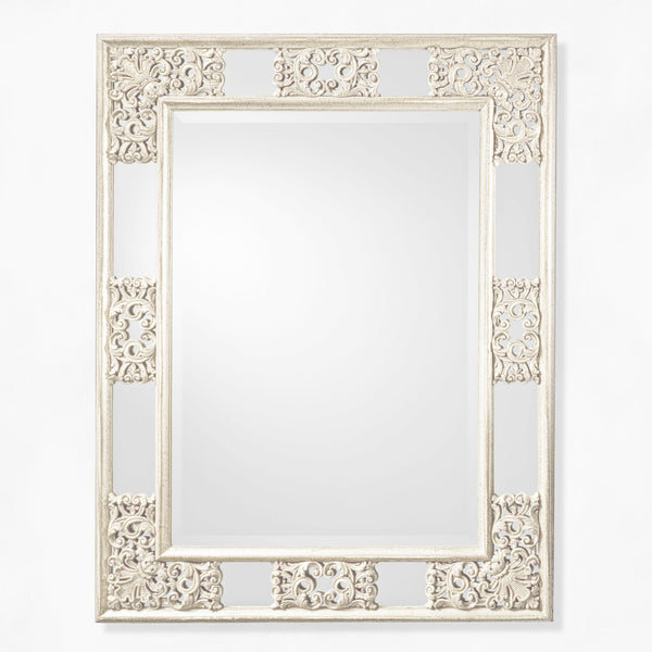 Giovanni White Carved Wood Mirror